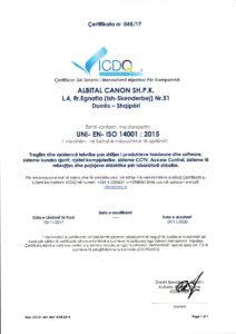 Certifikata ISO 14001:2015