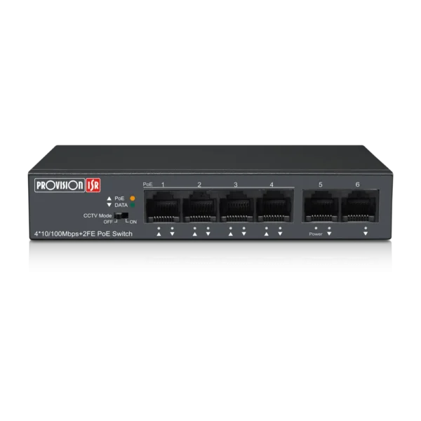 Switch Provision 4 port 10/100Mbps PoE 2-port 10/100Mbps UPLINK ,60W PoES-0460C+2I-V2