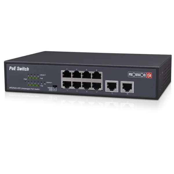 Switch Provision 8 port 10/100Mbps PoE 2-port 10/100Mbps UPLINK ,60W PoES-08120C+2I-V2