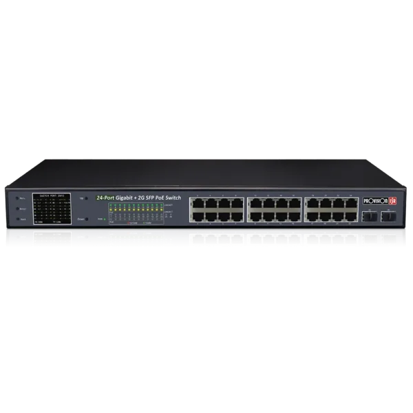Switch Provision 24 port PoE Gigabit + 2 Gigabit SFP slots, 370W PoES-24370GCL+2SFP