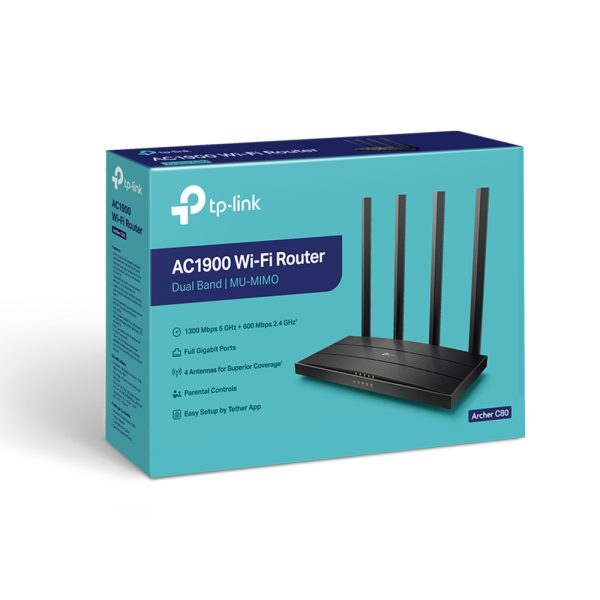 Router wireless 600+1300 Mbs (Wi-fi 5) 5 porta Dual Band TP-Link Archer C80 – foto 4