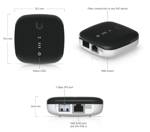 Media Converter UBIQUITI UF-AE SFP+/RJ45 – foto 3