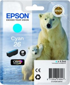 Boje Epson 26 Cyan 4.5ml (Ariu Polar) - C13T26124010