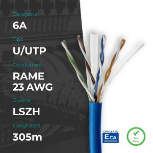 Mach Power Kavo Rrjeti UTP Cat.6A 23AWG, Bobinë 305m, Blu