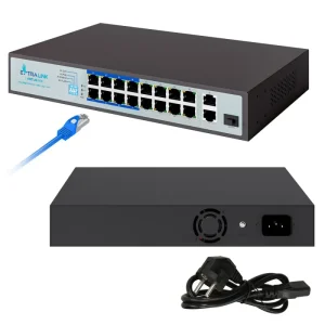 Switch Extralink VIRTUS V3 EX.16101, 16 Porta PoE/PoE+ + 2 Gigabit + 1 SFP, L2 Rackmount