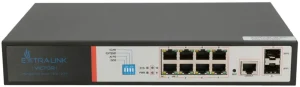 Switch 8 Porta Desktop Managed Extralink EX.8222 (8 RJ45 PoE Gigabit + 2 SFP)