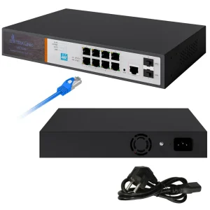 Switch 8 Porta Desktop Managed Extralink EX.8222 (8 RJ45 PoE Gigabit + 2 SFP)