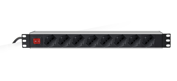 Zgjatues PDU Mach Power AR-PDU1908, 8 Poste SCHUKO/BIPASSO 10A/16A, për Rack 19"