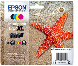 Set Bojëra Epson 603XL (Black/Cyan/Magenta/Yellow) për XP-2100, XP-3100, WF-2810, WF-2830, WF-2835