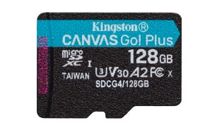 Kartë Memorie Kingston Canvas Go! Plus 128GB MicroSDXC + Adapter SD, 200 MB/s, 4K (SDCG4/128GB)