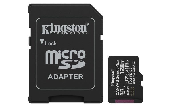 Kartë Memorie Kingston Canvas Select Plus 128GB MicroSDXC + Adapter SD (SDCS3/128GB)