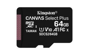 Kartë Memorie Kingston Canvas Select Plus 64GB microSDXC (2 cope) me Adapter SDCS2/64GB-2P1A