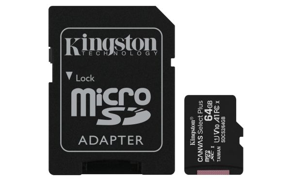 Kartë Memorie Kingston Canvas Select Plus 64GB microSDXC (2 cope) me Adapter SDCS2/64GB-2P1A
