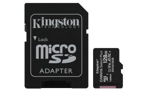 Kartë Memorie MicroSD 128GB Kingston Canvas Select Plus (SDCS2/128GB) 100MB/s Class10