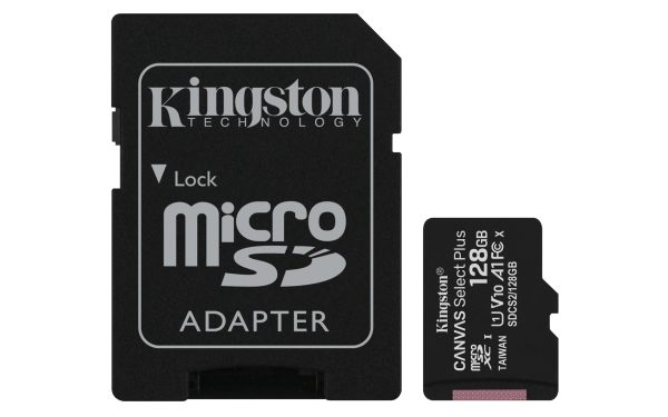 Kartë Memorie MicroSD 128GB Kingston Canvas Select Plus (SDCS2/128GB) 100MB/s Class10
