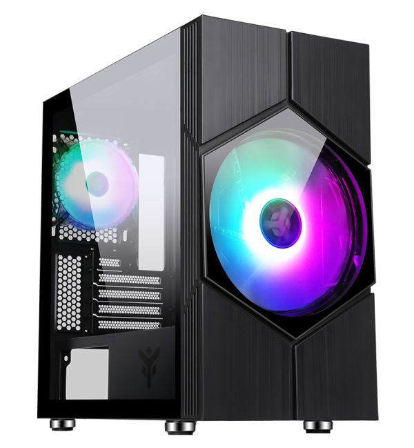 Kasë PC itek VORTEX Mini Tower mATX, Panel Xhami, Ventilator ARGB 20cm, 2x USB3 (ITGCACOLVB)