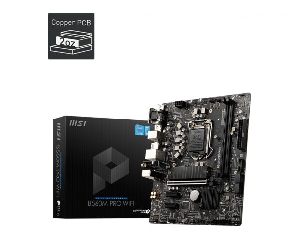 Motherboard MSI B560M PRO WIFI, Intel LGA 1200, DDR4, micro ATX, DP/HDMI/VGA – photo 5