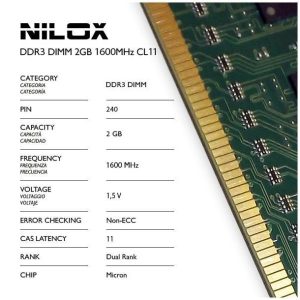 RAM DIMM DDR3 Nilox 2GB 1600MHz NXD21600M1C11