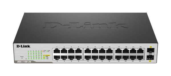 Switch D-Link DGS-1100-26, 24 Porta Gigabit + 2 SFP, Menaxhueshëm L2, Desktop/Rack