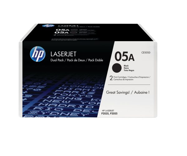 Toner HP 05A për LaserJet P2035/P2055d (CE505D, 2-Pack)