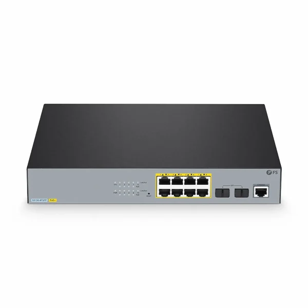Switch i Menaxhueshëm FS S3150-8T2FP 8 Porta Gigabit PoE + 2 SFP, 150W, Desktop/Rack