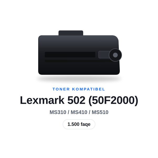 Toner Kompatibel Lexmark 502 (50F2000) i Zi, 1.500 faqe