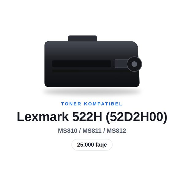Toner Kompatibel Lexmark 522H (52D2H00) i Zi, 25.000 faqe